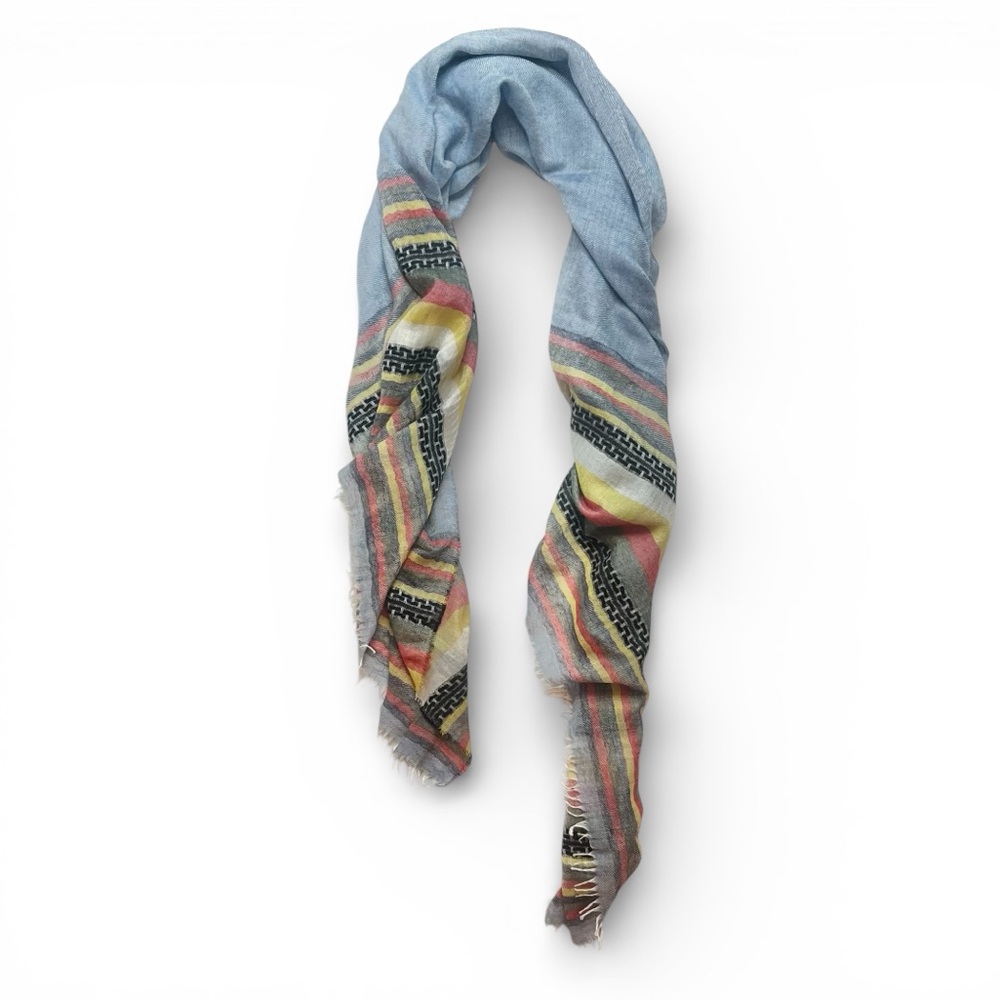 BEGG & CO Staffa Kinship Fringed Silk Cashmere Woven Lightweight Wrap Scarf